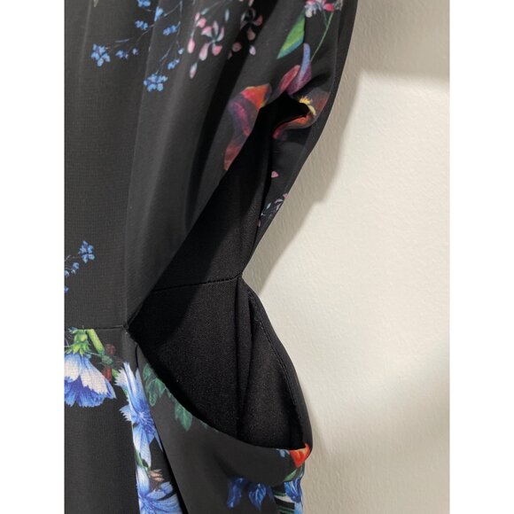 Mac Duggal 55668 Black Floral One Shoulder Cut Out Maxi Dress Formal NWT Sz 0 - Picture 7 of 10